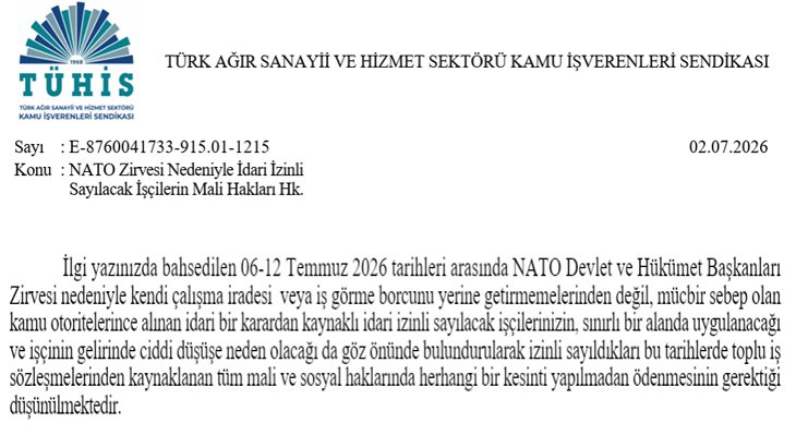 NATO Zirvesi İdari İzninde Hak Kaybı Yaşanmayacak